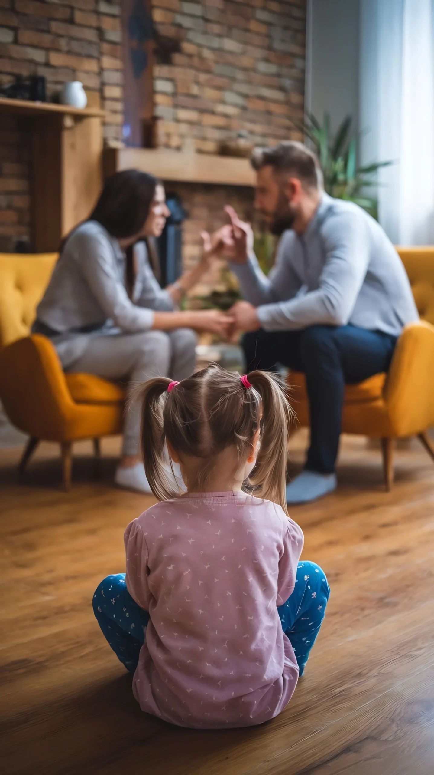Terapia familiare a Torino: genitori in seduta e una bambina che gioca sul tappeto